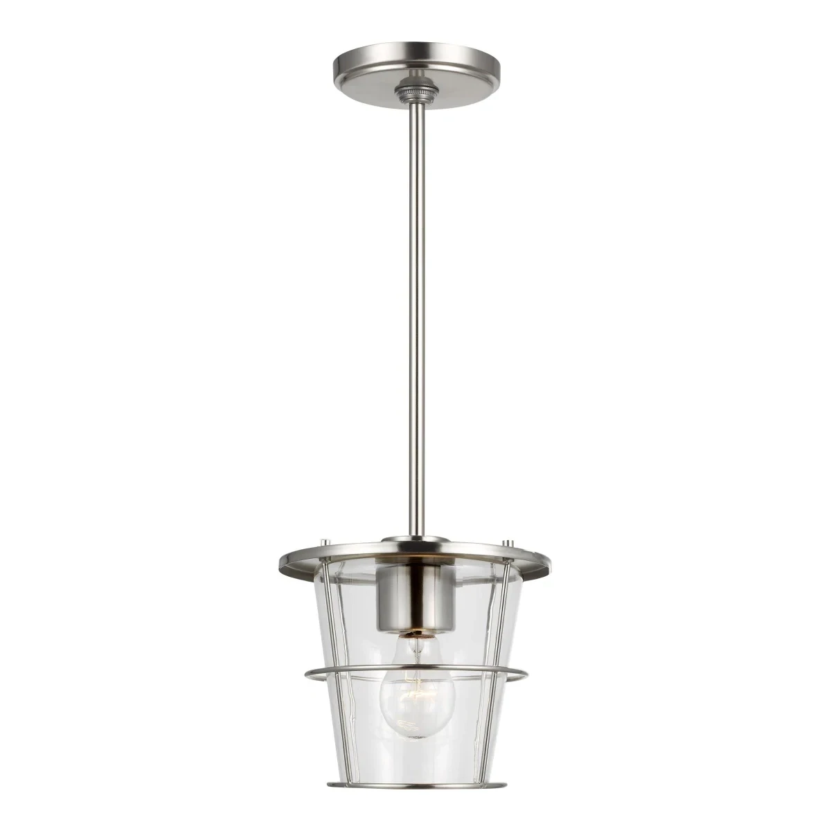 Modern 8&quot; Tex 1-Light Pendant with Clear Glass Shades/Chrome Finish