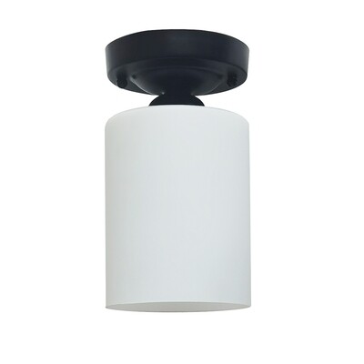 Modern Decorative 1-Light Semi Flush Milky Glass/Black