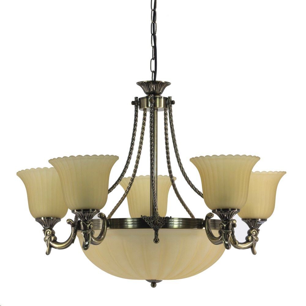 Classic Elegant 8-Light Chandelier Antique Brass