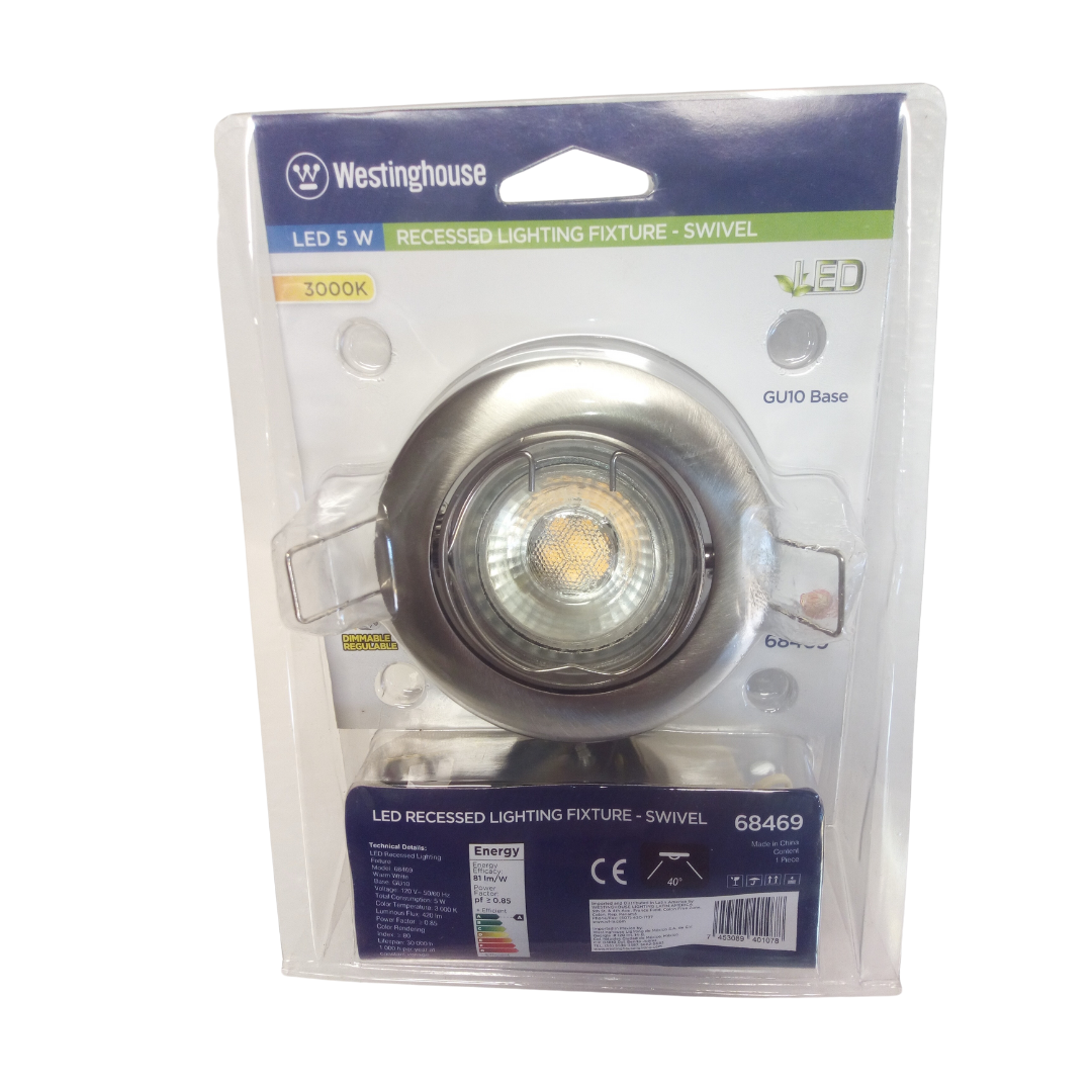 5W LED 3000K GU10 Downlight Swivel Satin Nickel