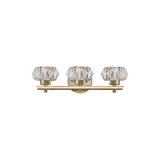 Basin 3-Light 16" Crystal Cut Glass Vanity LED 3000K Vintage Brass Basin 3-Light 16" Crystal Cut Glass Vanity LED 3000K Vintage Brass
