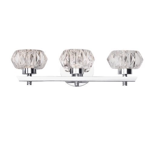 Basin 3-Light 16" Crystal Cut Glass Vanity LED 3000K Basin 3-Light 16" Crystal Cut Glass Vanity LED 3000K