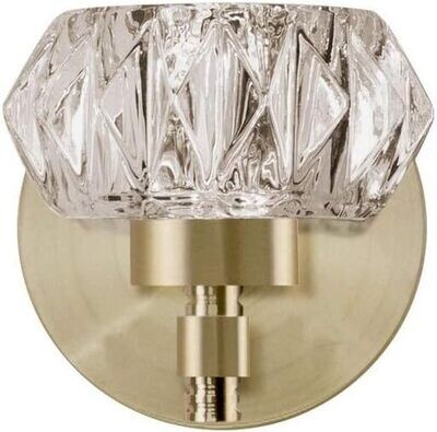 Basin Crystal Cut Clear Wall Light LED Vintage Brass