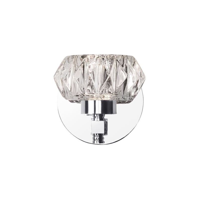 Basin Crystal Cut Glass LED Wall Light Chrome Basin Crystal Cut Glass LED Wall Light Chrome