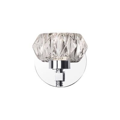 Basin Crystal Cut Glass LED Wall Light Chrome