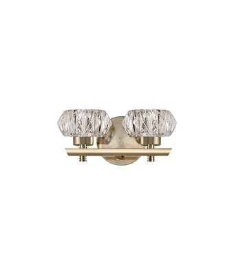 Basin 2-Light Crystal Cut Glass Vanity LED 3000K Vintage Brass