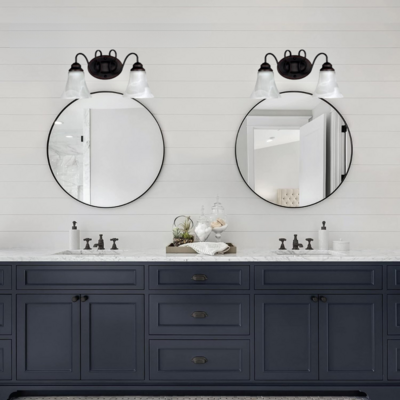 Rustic 2 Light Bathroom Vanity Light Oil Rubbed Bronze, White Frosted Glass