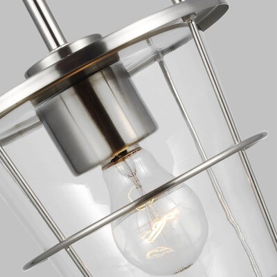 Modern 8" Tex 1-Light Pendant with Clear Glass Shades/Chrome Finish