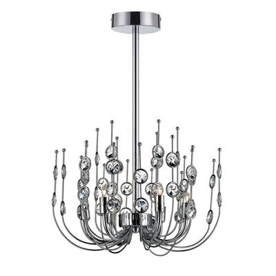 Vice 6-Light Contemporary Chandelier, Polished Chrome with Crystal Accents