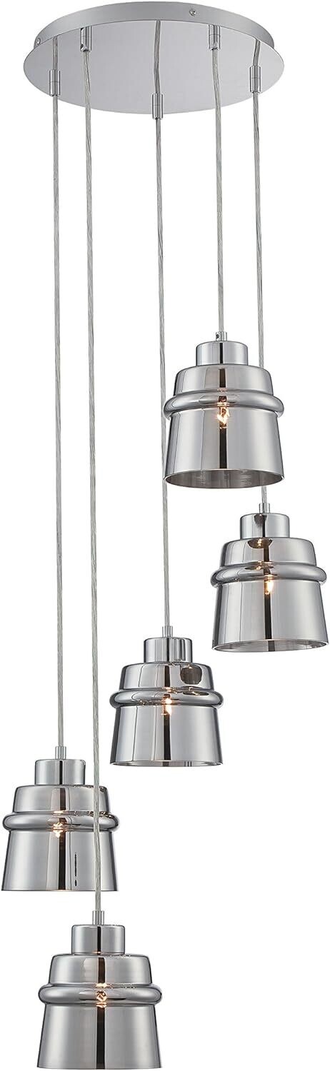 Sparta 5-Light Pendant Chrome and Smoked Glass