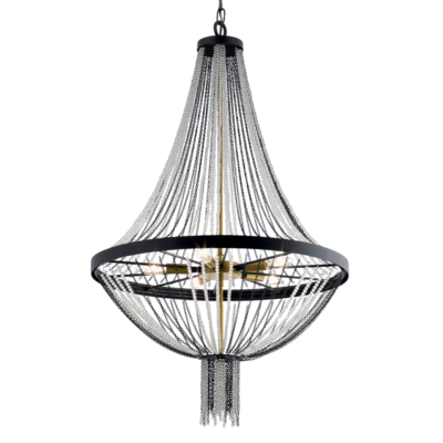 Alexia 5-Light Crystal Bead Chandelier Textured Black/Mixed Finishes