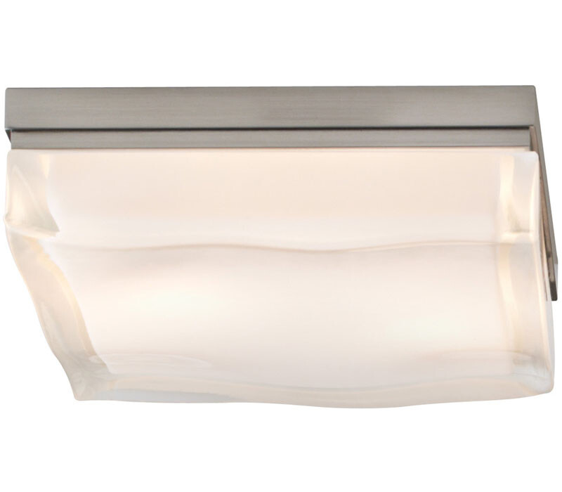 Fluid Square 2 Light Flush Mount Satin Nickel. Modern/Contemporary