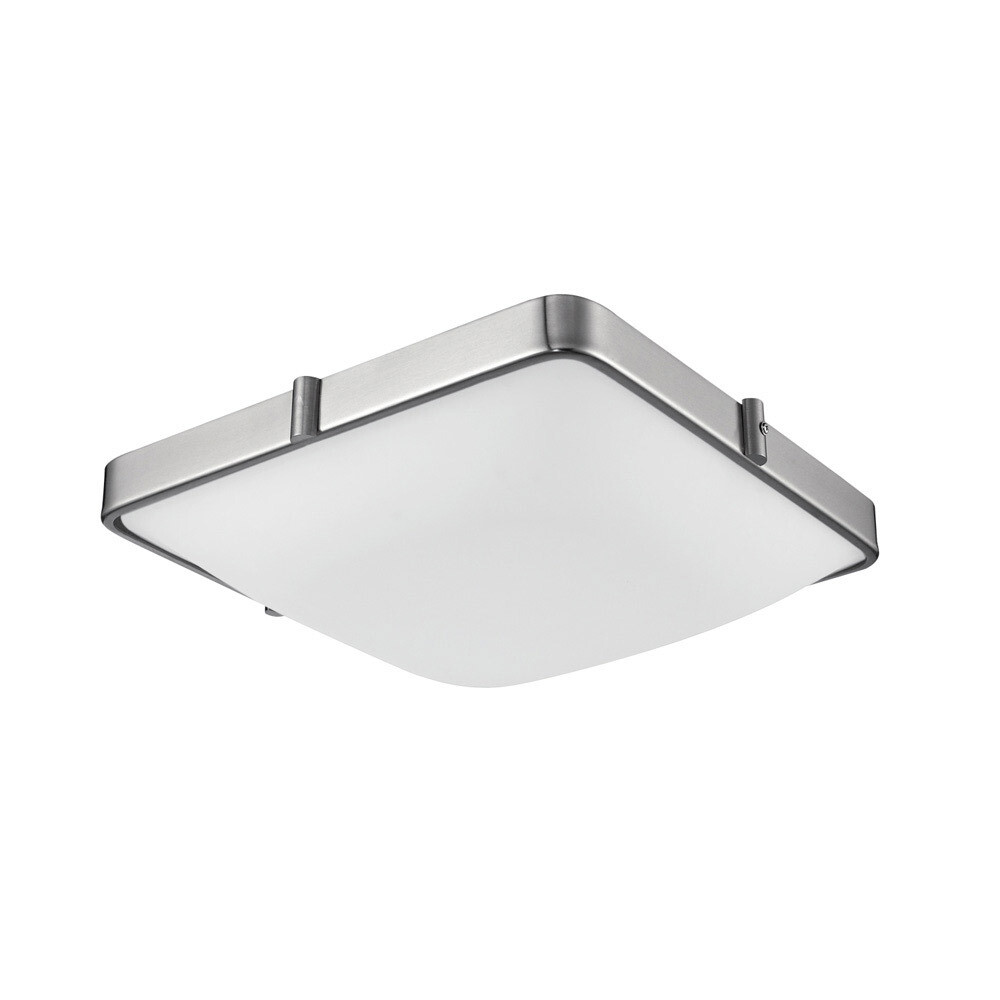 Modern Templeton LED 12&quot; Square Flush Mount Brushed Nickel/Opal Glass