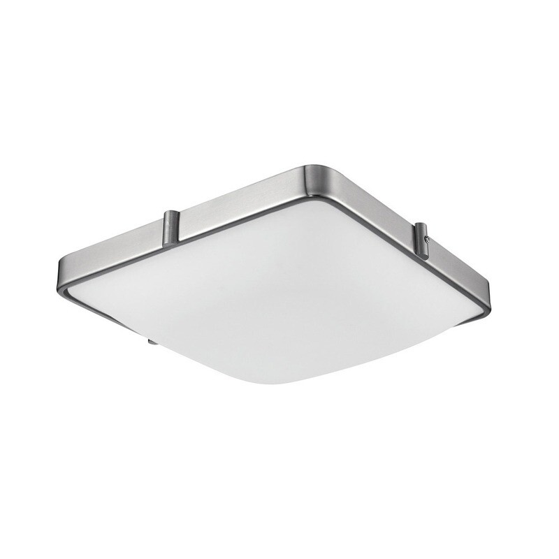 Modern Templeton LED 12" Square Flush Mount Brushed Nickel/Opal Glass