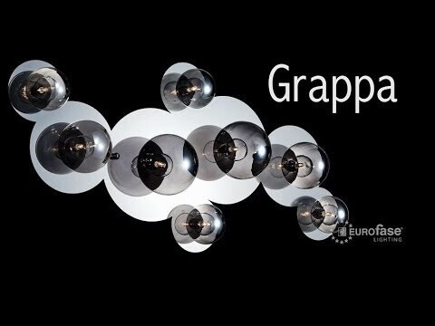 Modern Grappa 6-Light Flush Mount/Wall Sconce Smoke Blown Glass/ Polished Chrome based