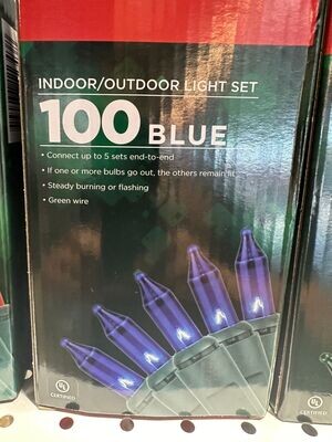 100 Christmas mini light indoor/outdoor string lights BLUE, Green Wire, 23 ft - Bulk Buy 10 boxes