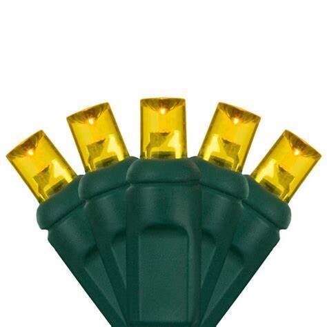 50 light Christmas LED mini indoor/outdoor string lights GOLD, Green Wire