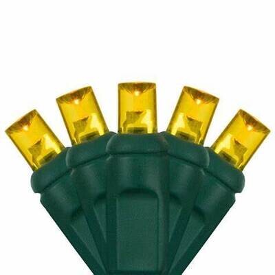 50 light Christmas LED mini indoor/outdoor string lights GOLD, Green Wire