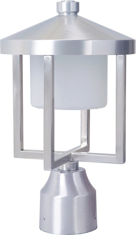 Alta LED Post Light Satin Aluminum with a Diffused Glass Shade