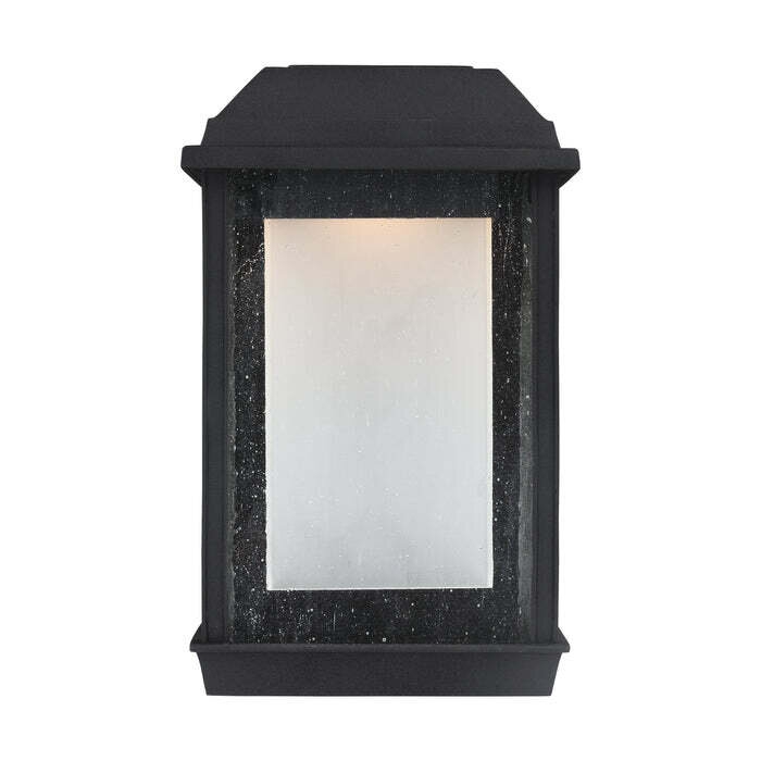 McHenry Outdoor LED Wall Mount Textured Black with Clear Seeded Glass / Etched White Glass