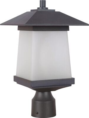 Terrace 1-Light Outdoor Post Textured Black and Whiskey Black