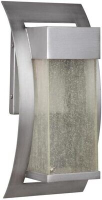 Brea Outdoor Wall Medium LED Brushed Titanium Finish and Seeded Glass