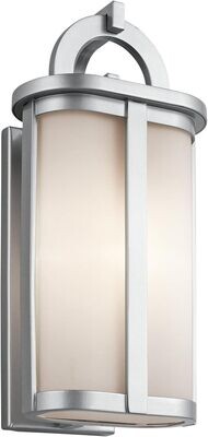 Rivera 1-Light Outdoor Wall Light Platinum with Satin Etched Cased Opal Glass