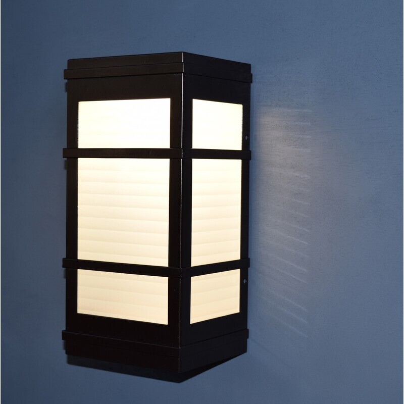 Metropolis Outdoor LED Wall Light Bronze and Ribbed Frosted Glass