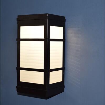 Metropolis Outdoor LED Wall Light Bronze and Ribbed Frosted Glass