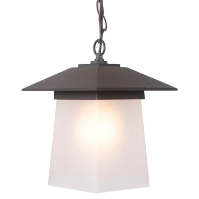 Terrace 1-Light Outdoor Pendant Textured Black and Whiskey Barrel