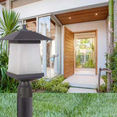 Terrace 1-Light Outdoor Post Textured Black and Whiskey Black