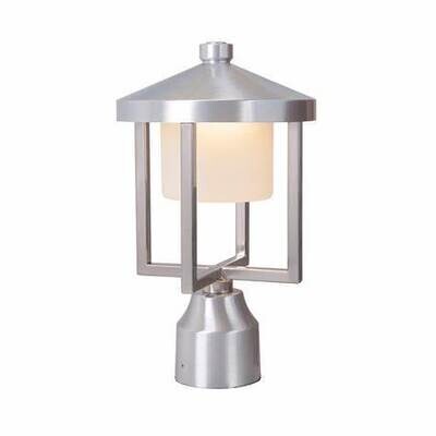 Alta LED Post Light Satin Aluminum with a Diffused Glass Shade