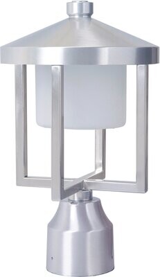 Alta LED Post Light Satin Aluminum with a Diffused Glass Shade