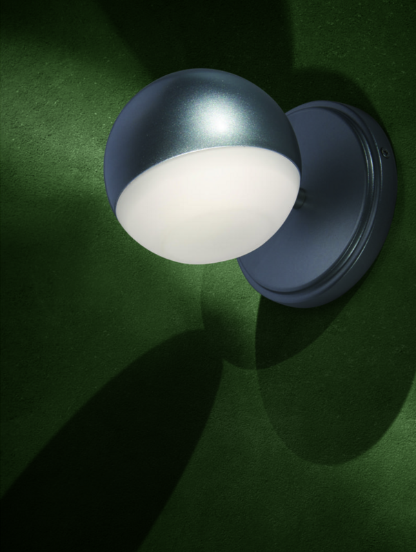 Droplet Contemporary Outdoor LED Wall Light Silver Dust Finish, Etched Opal Glass Diffuser