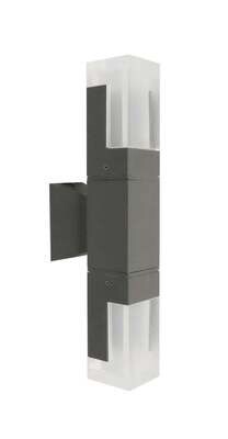 Contemporary Architectural Outdoor 2-Light Wall LED Dark Grey