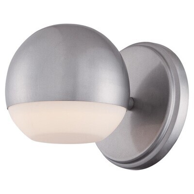Droplet Contemporary Outdoor LED Wall Light Silver Dust Finish, Etched Opal Glass Diffuser
