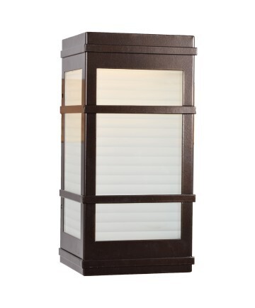 Metropolis Outdoor LED Wall Light Bronze and Ribbed Frosted Glass