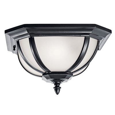 Ralston 2-Light Outdoor Ceiling Fixture Black Finish with Frosted Glass