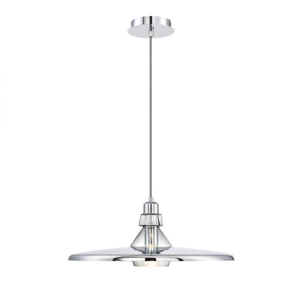 Contemporary Legend Large 1-Light Pendant Chrome and White with Crystal Accent
