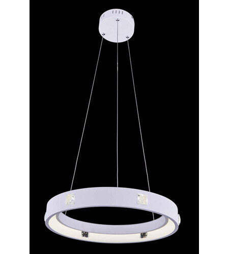 Contemporary Infinity Pendant LED 18 White with Royal Cut Clear Crystal Accents