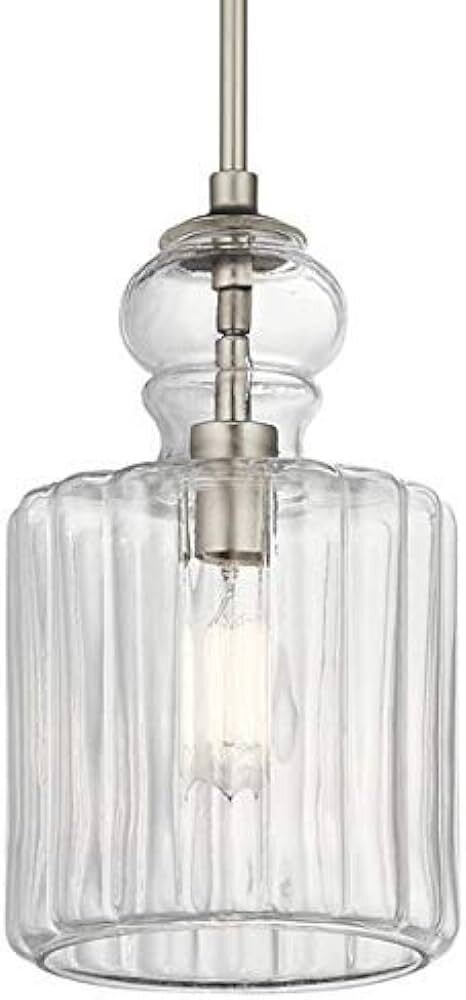 Riviera 1-Light Pendant Brushed Nickel with Clear Fluted Glass