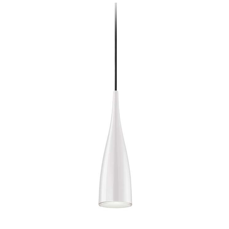 Clear 1-Light Pendant , Steel and Lacquered White Finish