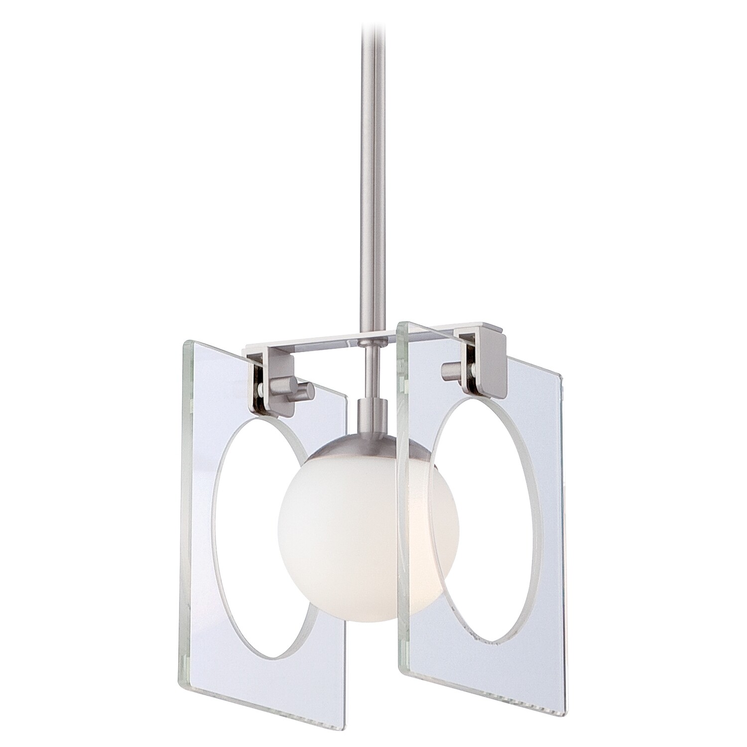 Hole-In-One 1 Light 5" Wide Mini Pendant with Etched Opal Glass Panels and Brushed Nickle finish