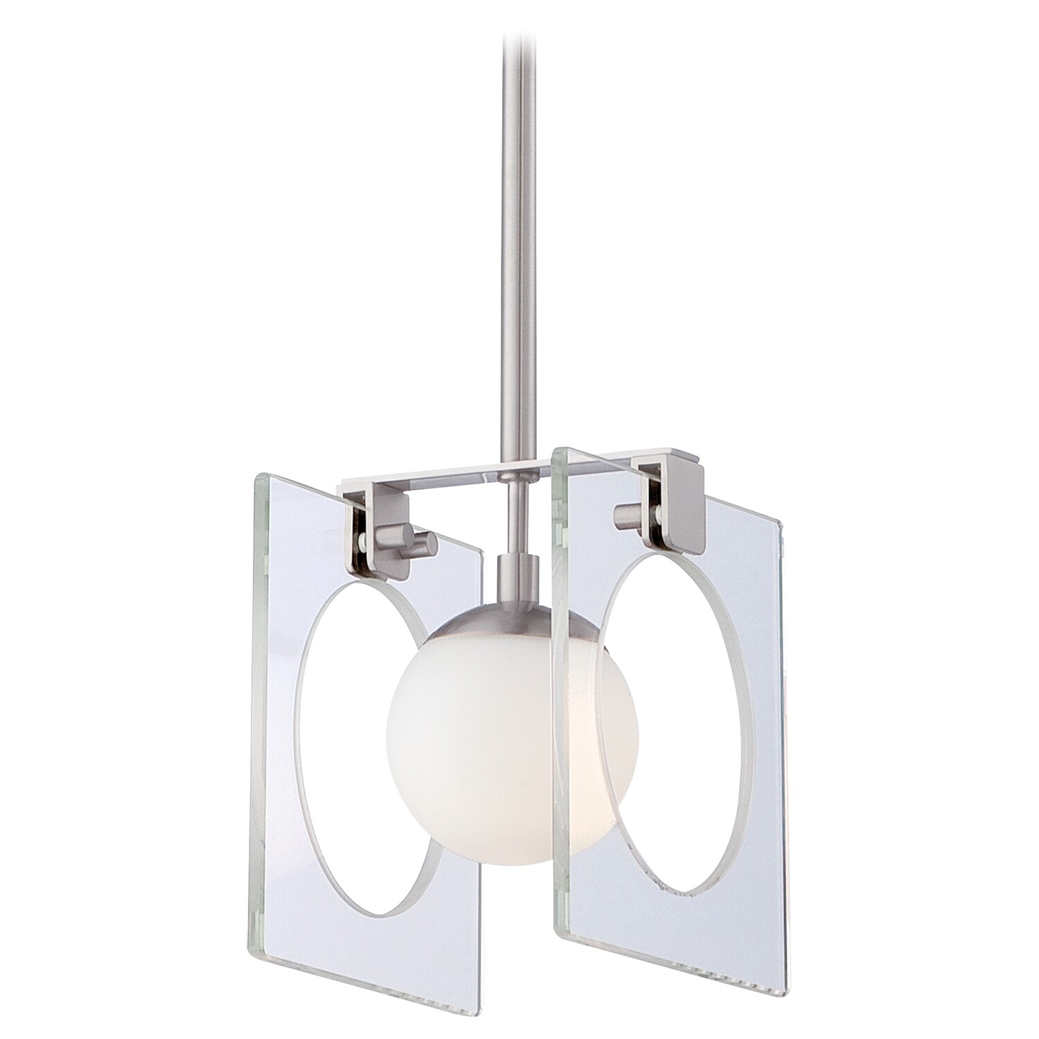 Hole-In-One 1 Light 5&quot; Wide Mini Pendant with Etched Opal Glass Panels and Brushed Nickle finish