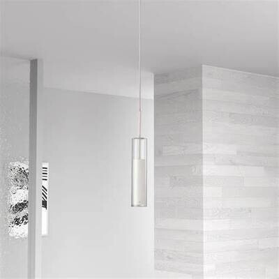 Contemporary Integrated LED Pendant White with Clear Glass