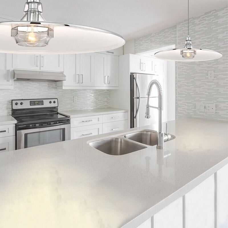 Contemporary Legend Large 1-Light Pendant Chrome and White with Crystal Accent