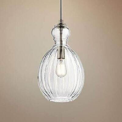 Riviera 1-Light Pendant Brushed Nickel/Clear Fluted Glass