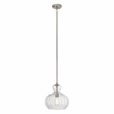 Riviera 1-Light Pendant Brushed Nickel with Clear Fluted Glass