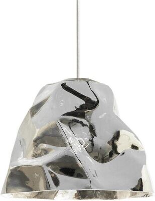 Contemporary Glam Zuri Pendant Satin Nickel, Silver Glass Shade