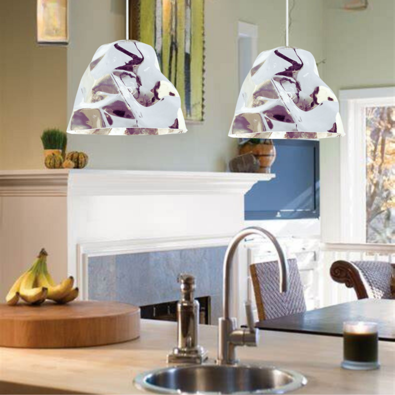 Contemporary Glam Zuri Pendant Satin Nickel, Silver Glass Shade